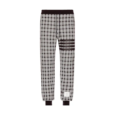 Thom Browne SS22 Navy Checkered Drawstring Joggers Tapered Sweatpants MJQ133A-07993-415