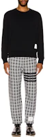 Shop Thom Browne SS22 海軍藍格紋抽繩錐形運動長褲 MJQ133A-07993-415