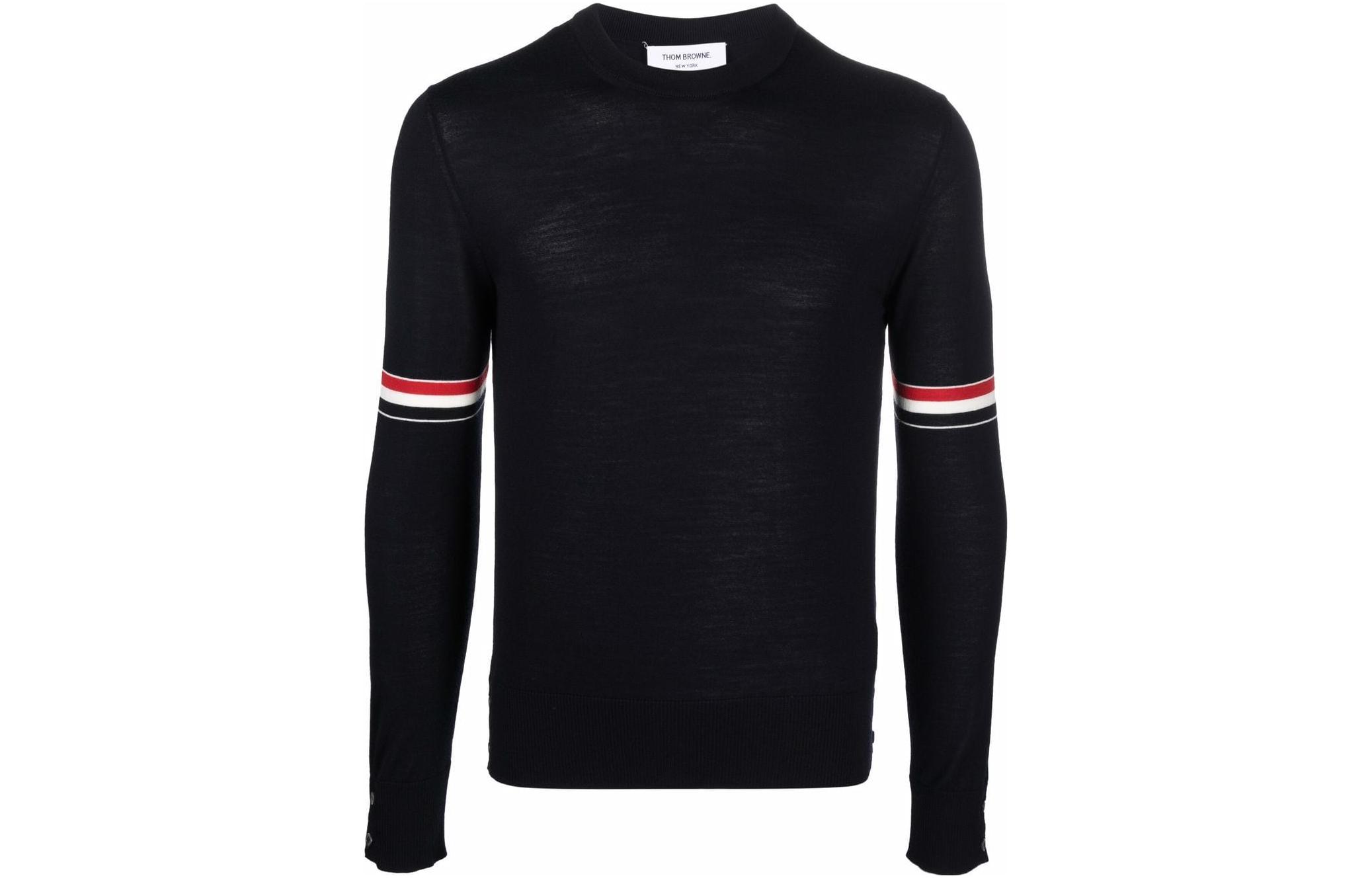 THOM BROWNE SS22 Navy Striped Knit Wool Crewneck Sweater  Fall Season MKA412AY1014-415 圖 2