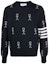 Buy THOM BROWNE SS22 Sweater Wool Jacquard Corak Biru Navy Lelaki MKA388A-Y1002-415