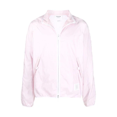 Thom Browne SS22 Pink Solid Zip-Up Jacket with Stand Collar MJT319A0-6859-680