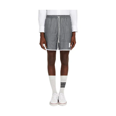 THOM BROWNE SS22 Quilted Lace-Up Nylon Shorts Gray MJQ136A-06859-045