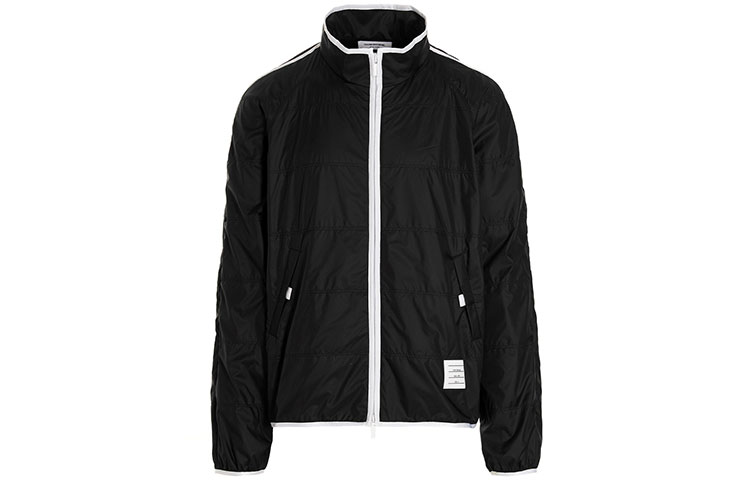 THOM BROWNE SS22 Quilted Nylon Zip-Up Track Jacket  Black. MJT319A-06859-415