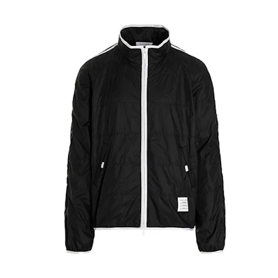 THOM BROWNE SS22 Quilted Nylon Zip-Up Track Jacket Black. MJT319A-06859-415