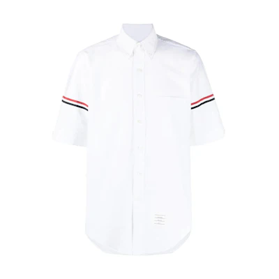 Thom Browne SS22 RWB Stripe Short Sleeve Shirt White Summer Back-to-School. MWS242A-06177-100