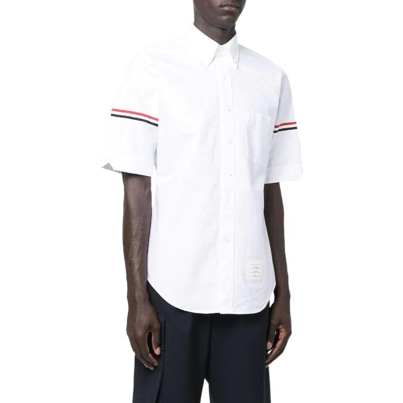 Purchase 톰 브라운 SS22 RWB 스트라이프 반팔 셔츠 화이트 여름 백투스쿨. MWS242A-06177-100