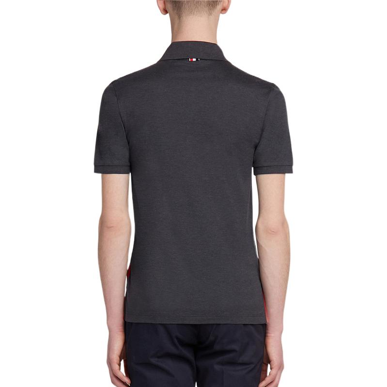 Purchase トムブラウン SS22 サテン トリム ポケット ポロシャツ メンズ ブラック MJP022A-01455-025