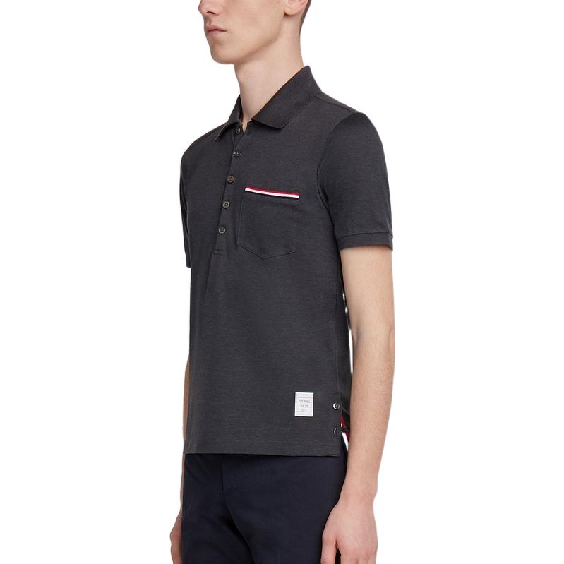 Details for トムブラウン SS22 サテン トリム ポケット ポロシャツ メンズ ブラック MJP022A-01455-025