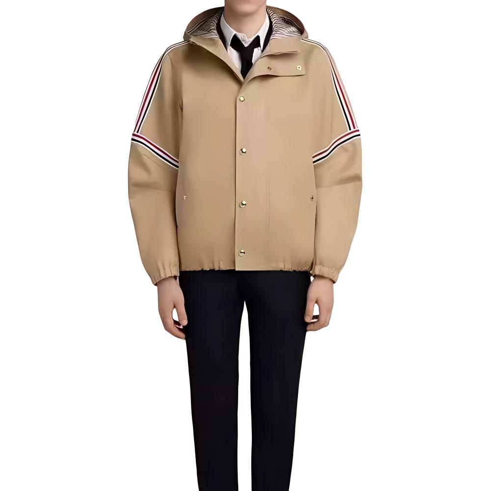 Thom Browne SS22 Single-Breasted Hooded Long Sleeve Khaki Jacket MJO049A-00249-250