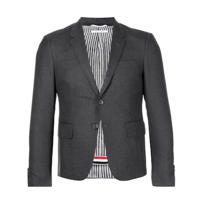 THOM BROWNE SS22 Solid Color Single-Breasted Long Sleeve Blazer Dark Grey MJC159A-00626-025