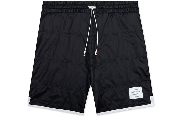 Thom Browne SS22 Solid Elastic Waist Checked Shorts Navy Blue Men Summer. MJQ136A-06859-415