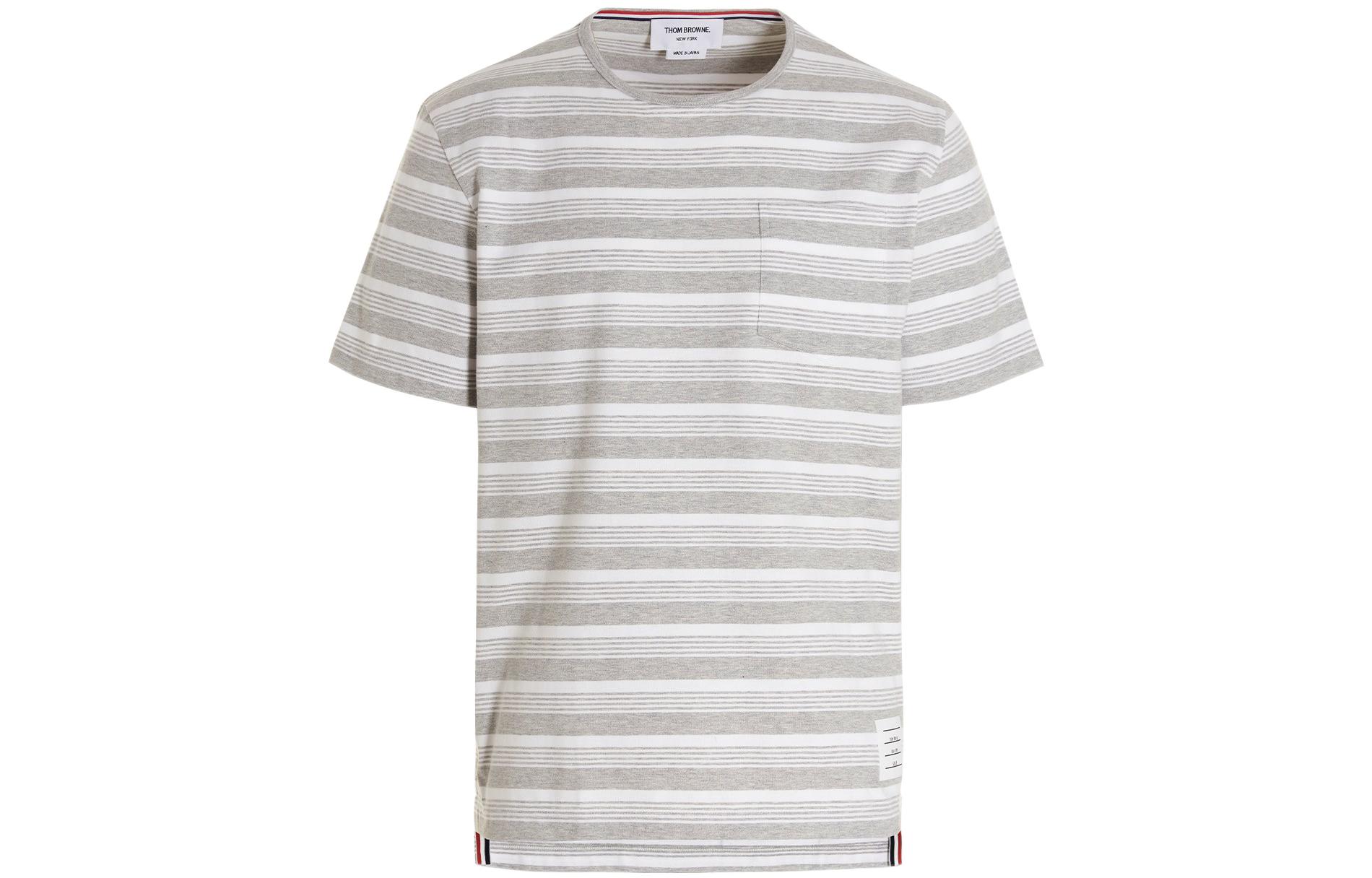 Order Thom Browne SS22 條紋印花短袖圓領T恤 灰色 男款 MJS165A-07998-065