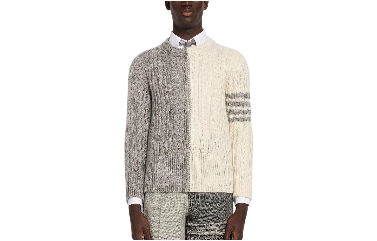 Thom Browne SS22 Striped Colorblock Knit Wool Sweater  Light Grey. MKA411F-Y1506-055 圖 2