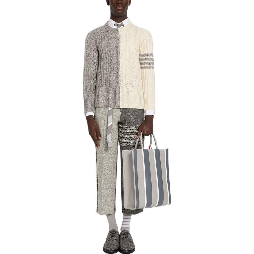 Thom Browne SS22 Striped Colorblock Knit Wool Sweater  Light Grey. MKA411F-Y1506-055 圖 3