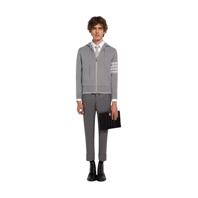 Thom Browne SS22 Striped Jacquard Hoodie Jacket Grey MKC376A-Y3006-055