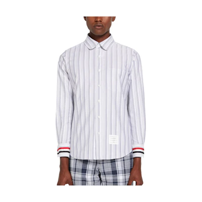 Thom Browne SS22 Striped Oxford Long Sleeve Shirt Navy Blue MWL317A-07854-415