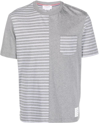 Thom Browne SS22 Striped Panel Crewneck Short Sleeve T-Shirt Grey MJS180F-08070-035 Buy Thom Browne SS22 Striped Panel Crewneck Short Sleeve T-Shirt Grey MJS180F-08070-035