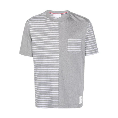Thom Browne SS22 Striped Panel Crewneck Short Sleeve T-Shirt Grey MJS180F-08070-035