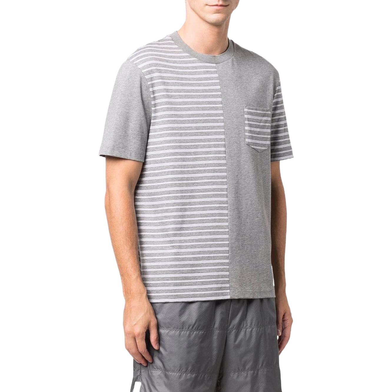 Lookbook Thom Browne SS22 Striped Panel Crewneck Short Sleeve T-Shirt Grey MJS180F-08070-035
