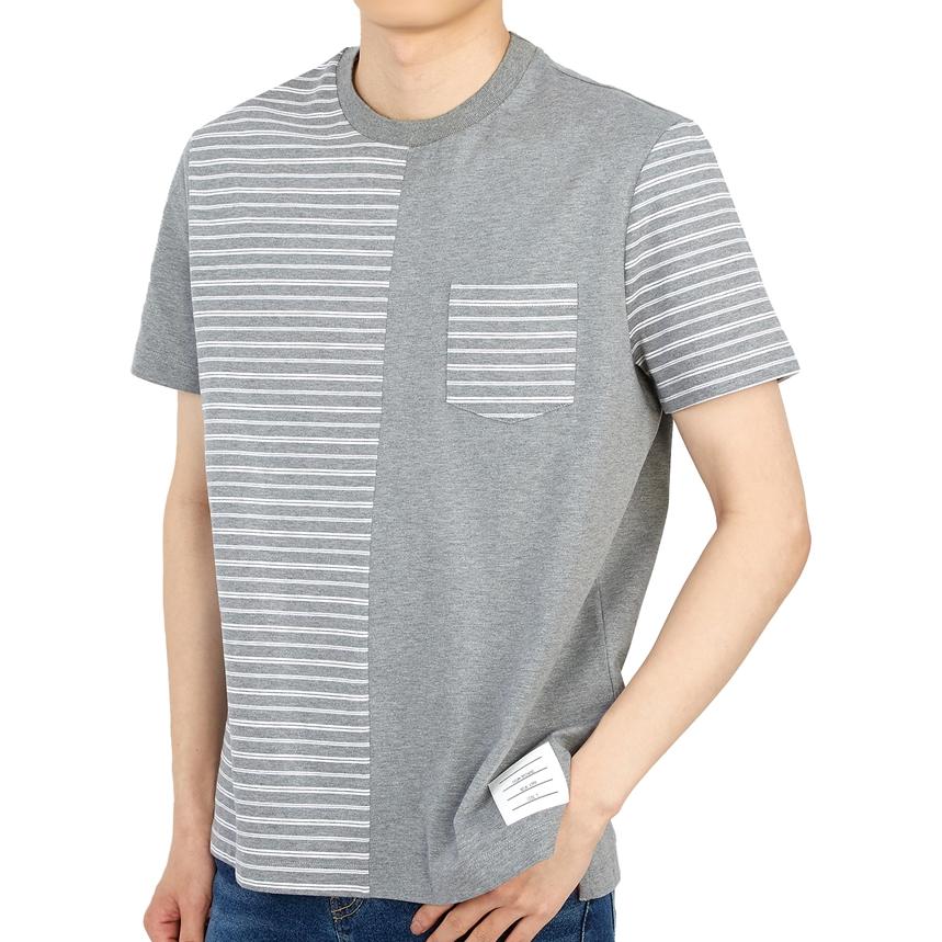 Details for Thom Browne SS22 Striped Panel Crewneck Short Sleeve T-Shirt Grey MJS180F-08070-035
