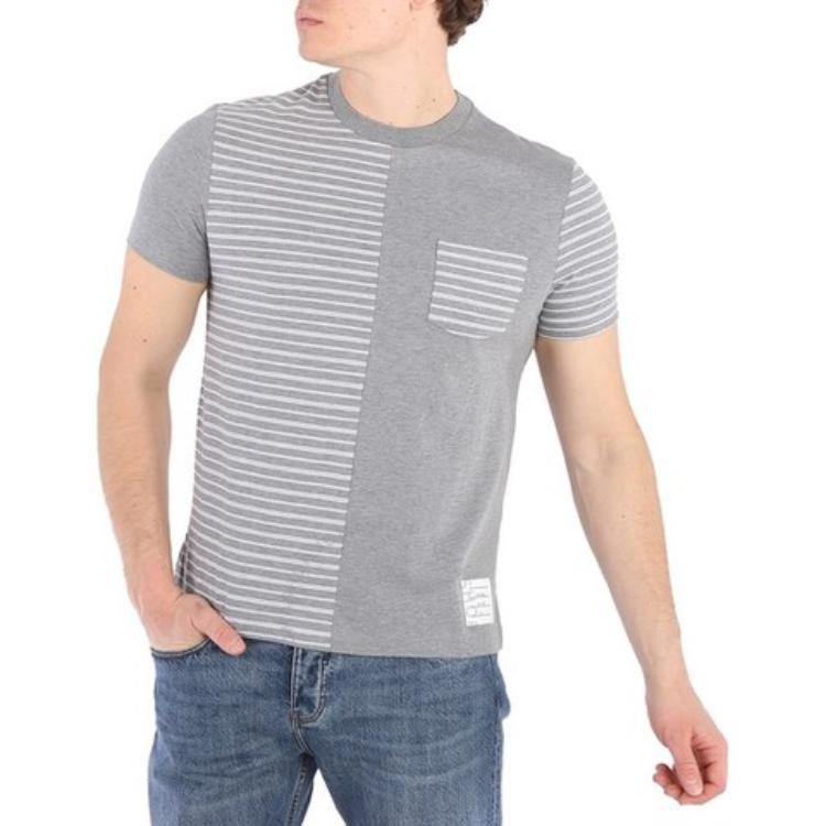 Sizing Thom Browne SS22 Striped Panel Crewneck Short Sleeve T-Shirt Grey MJS180F-08070-035