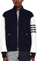 Thom Browne SS22 Striped Wool Flight Jacket Navy Blue MJO161X-05507-415 Thom Browne SS22 Striped Wool Flight Jacket Navy Blue MJO161X-05507-415