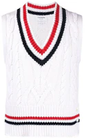 Thom Browne SS22 White Cable Knit V-Neck Vest . MKV059AY2007-100 Thom Browne SS22 White Cable Knit V-Neck Vest . MKV059AY2007-100