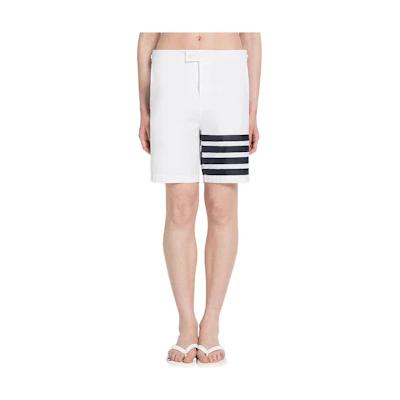 Thom Browne SS22 White Colorblock 4-Bar Straight Shorts Men MTT027A-07538-100
