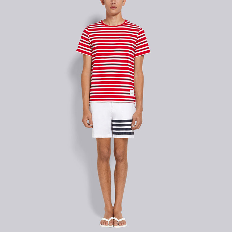 Thom Browne SS22 White Colorblock 4-Bar Straight Shorts Men MTT027A-07538-100 圖 4