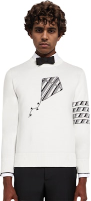 Thom Browne SS22 白色風箏圖案提花圓領毛衣 MKA385A-Y3006-100 Lookbook Thom Browne SS22 白色風箏圖案提花圓領毛衣 MKA385A-Y3006-100