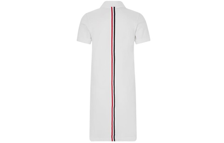 Lookbook 톰 브라운 SS22 화이트 프린트 폴로 칼라 반팔 미디 드레스 FJD027A-00050-100