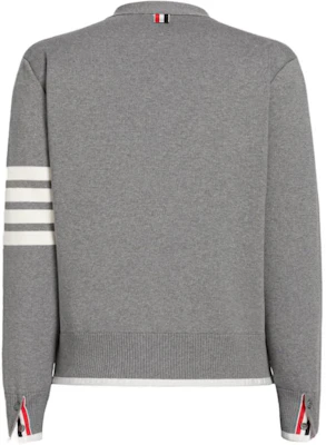 THOM BROWNE SS23 4-Bar V-Neck Knit Cardigan Abu-Abu Single-Breasted MKC460A-Y3006-055 Lookbook THOM BROWNE SS23 4-Bar V-Neck Knit Cardigan Abu-Abu Single-Breasted MKC460A-Y3006-055