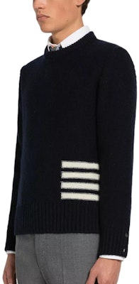 トムブラウン SS23 4本バー ウール クルーネックセーター ネイビー MKA448A-Y1032-415 Purchase トムブラウン SS23 4本バー ウール クルーネックセーター ネイビー MKA448A-Y1032-415