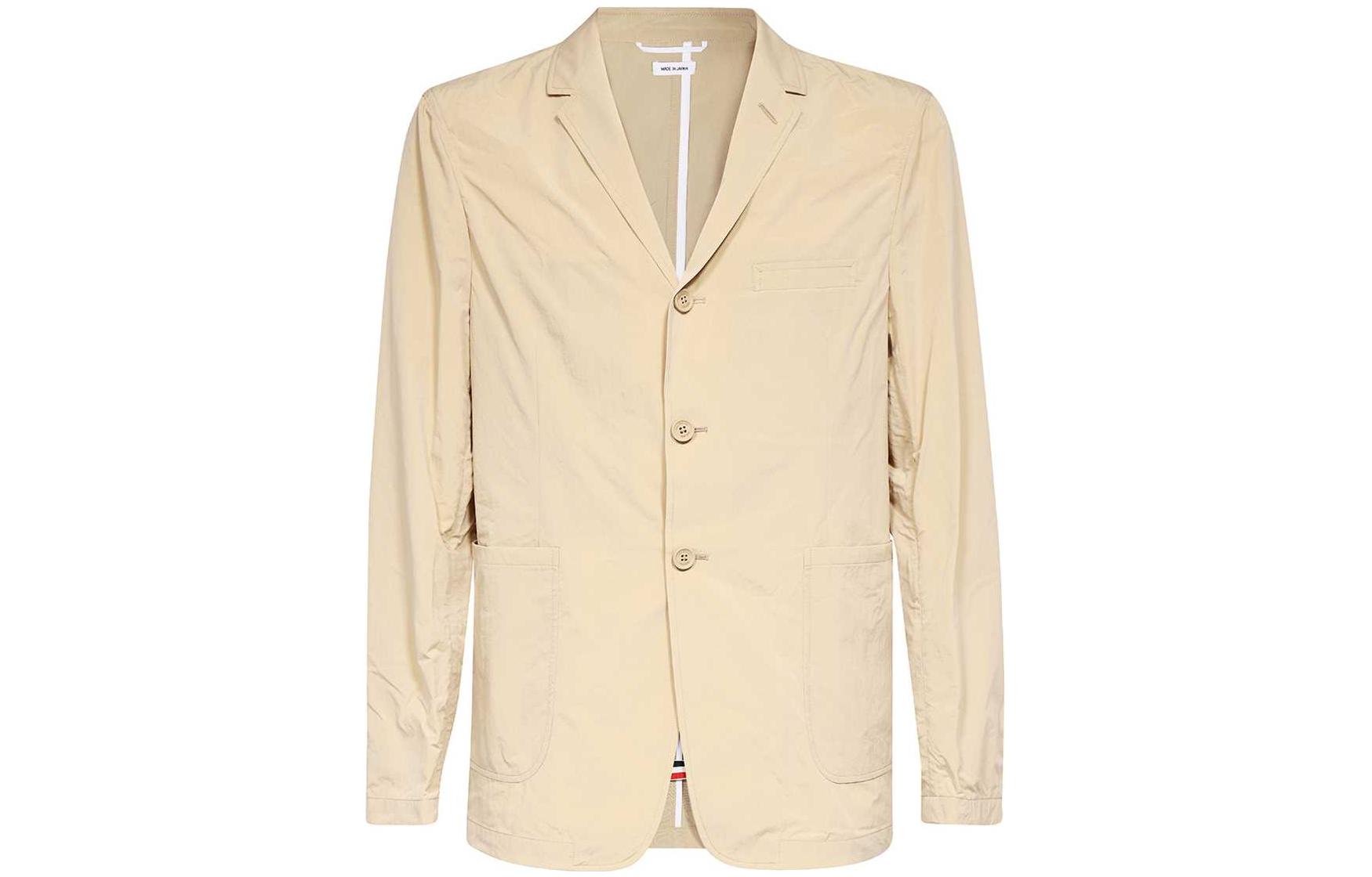 THOM BROWNE SS23  Beige Solid Single-Breasted Long-Sleeve Jacket MJU548A-07126-250
