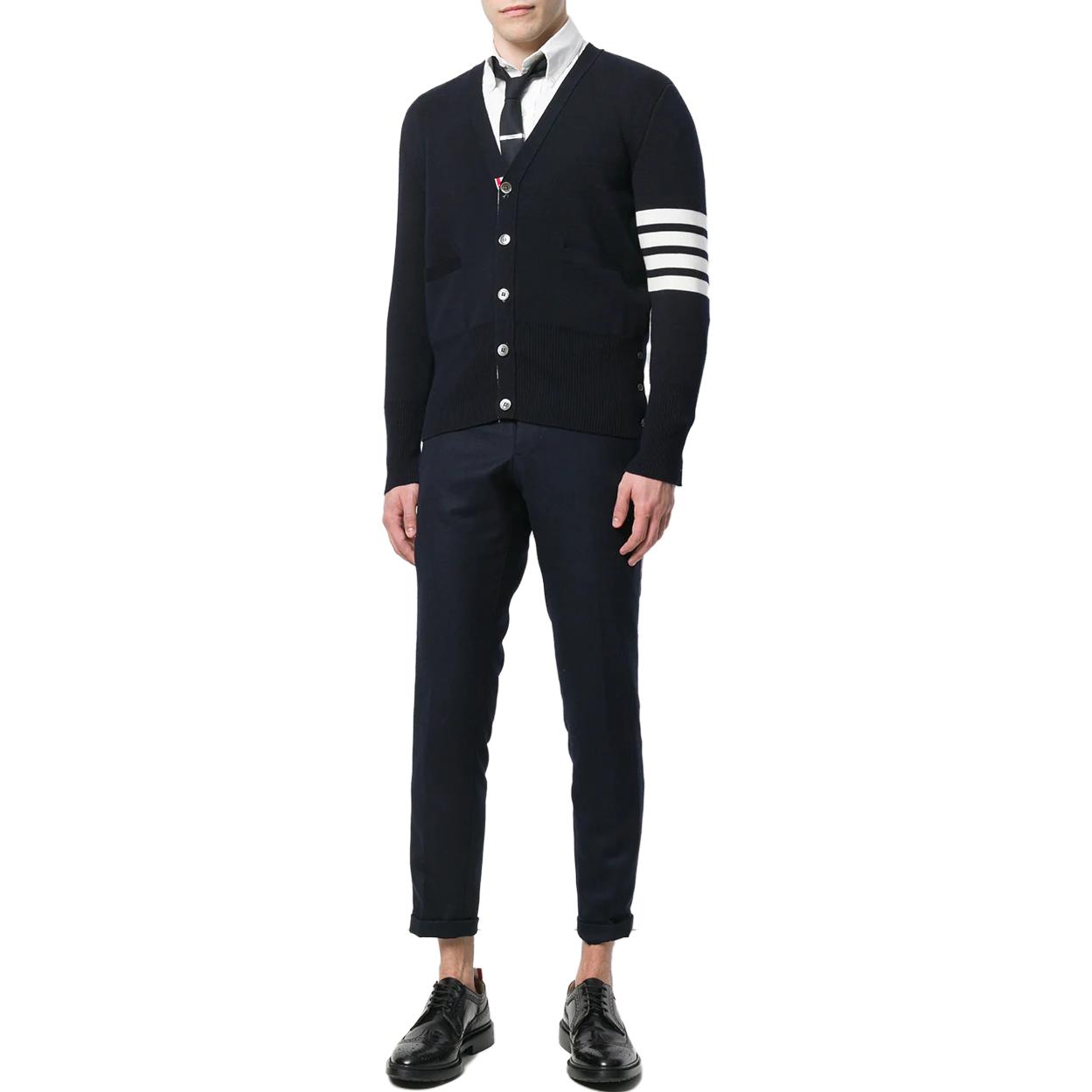 THOM BROWNE SS23  Black Stripe V-Neck Single-Breasted Cardigan Sweater MKC160A-00014-415 圖 3