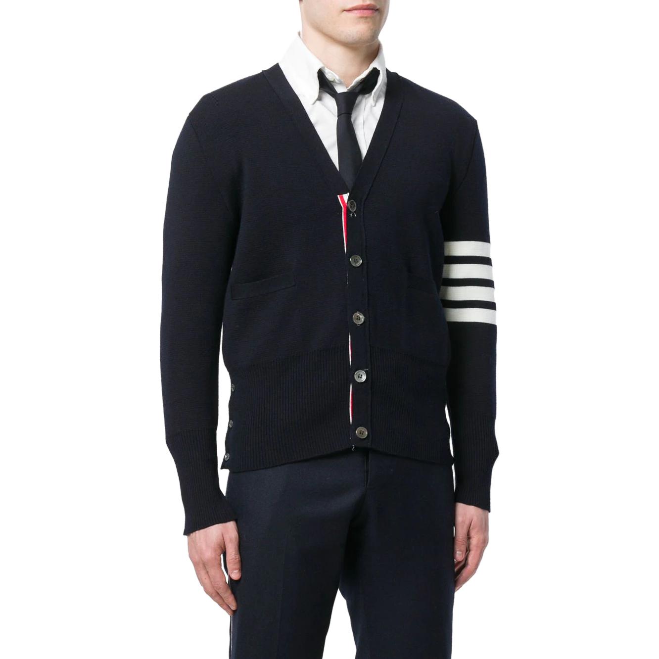 THOM BROWNE SS23  Black Stripe V-Neck Single-Breasted Cardigan Sweater MKC160A-00014-415 圖 5
