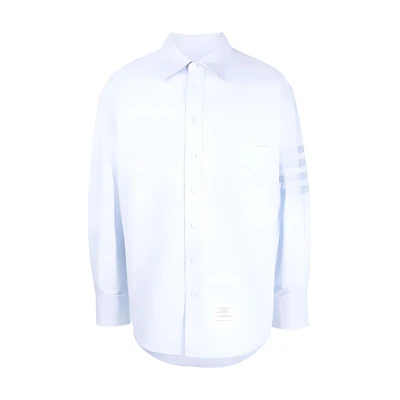 THOM BROWNE SS23 Blue Single-Breasted Long-Sleeve Shirt with Stripe Detail MWL381A-06496-480