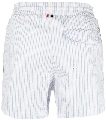 THOM BROWNE SS23 Shorts Azul a Rayas con Cordón Recto Casuales de Verano. MTT026A-F0009-480 Lookbook THOM BROWNE SS23 Shorts Azul a Rayas con Cordón Recto Casuales de Verano. MTT026A-F0009-480