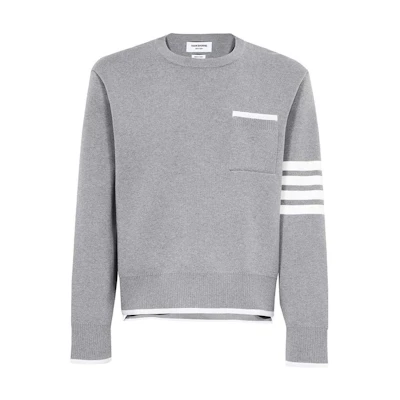 THOM BROWNE SS23 Classic Four-Bar Colorblock Knit Sweater Grey MKA452A-Y3006-055