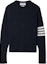 Buy THOM BROWNE SS23 Sweater Navy Blue Crewneck Classic Four-Bar. MKA460A-Y3014-415