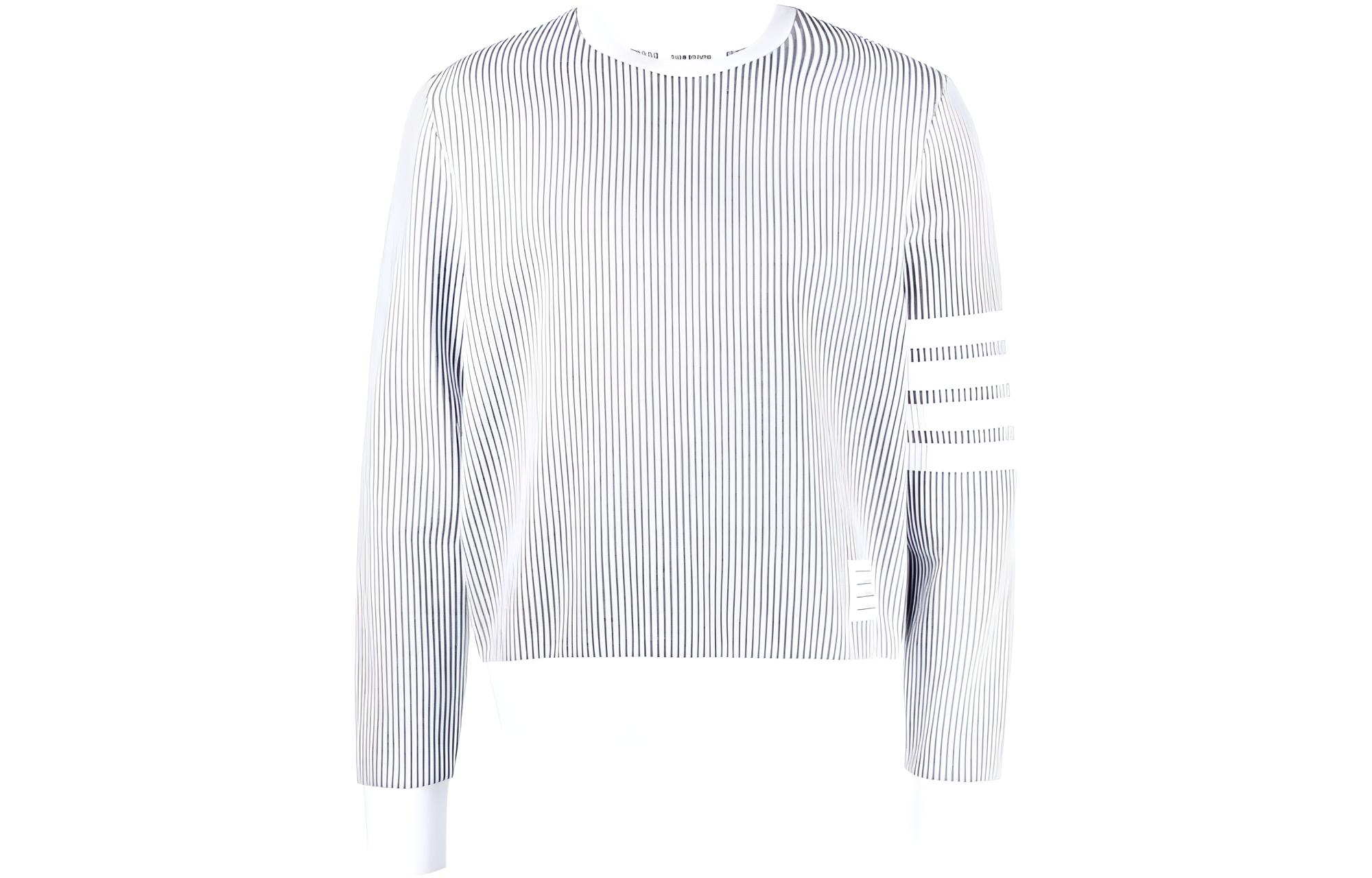 THOM BROWNE SS23  Classic Four-Bar Stripe Crewneck Sweatshirt Light Grey MJT370A-J0063-055