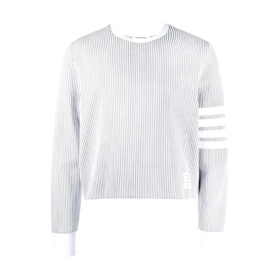 THOM BROWNE SS23 Classic Four-Bar Stripe Crewneck Sweatshirt Light Grey MJT370A-J0063-055