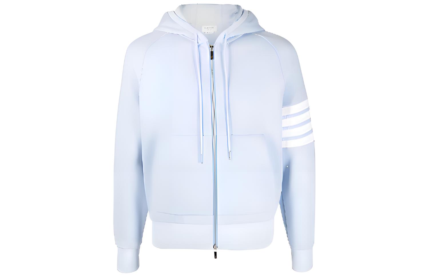 THOM BROWNE SS23  Classic Four-Bar Zip Hoodie Ether Blue MJT204A-06452-480