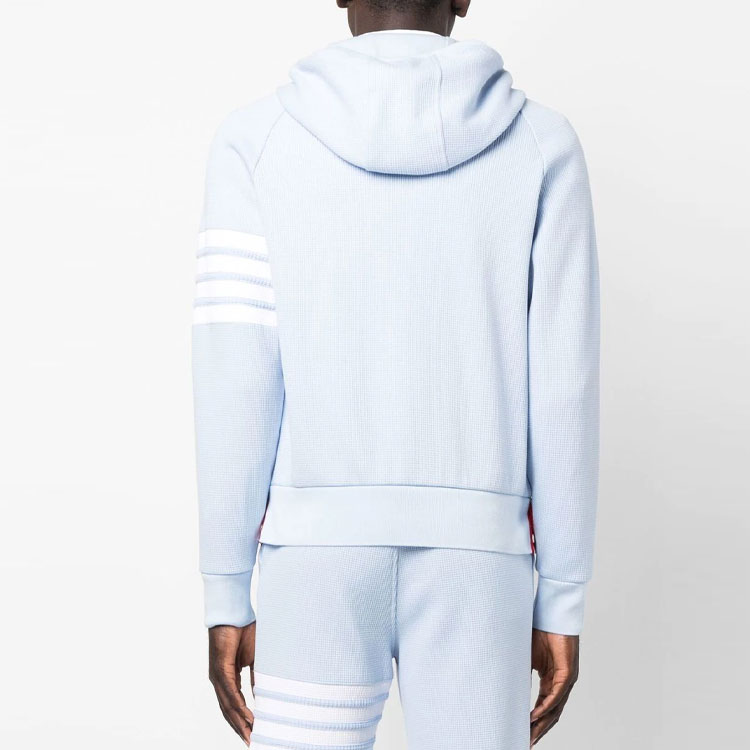 Shop THOM BROWNE SS23  Classic Four-Bar Zip Hoodie Ether Blue MJT204A-06452-480
