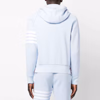 Shop THOM BROWNE SS23 經典四條紋拉鏈連帽外套 Ether Blue(以太藍) MJT204A-06452-480