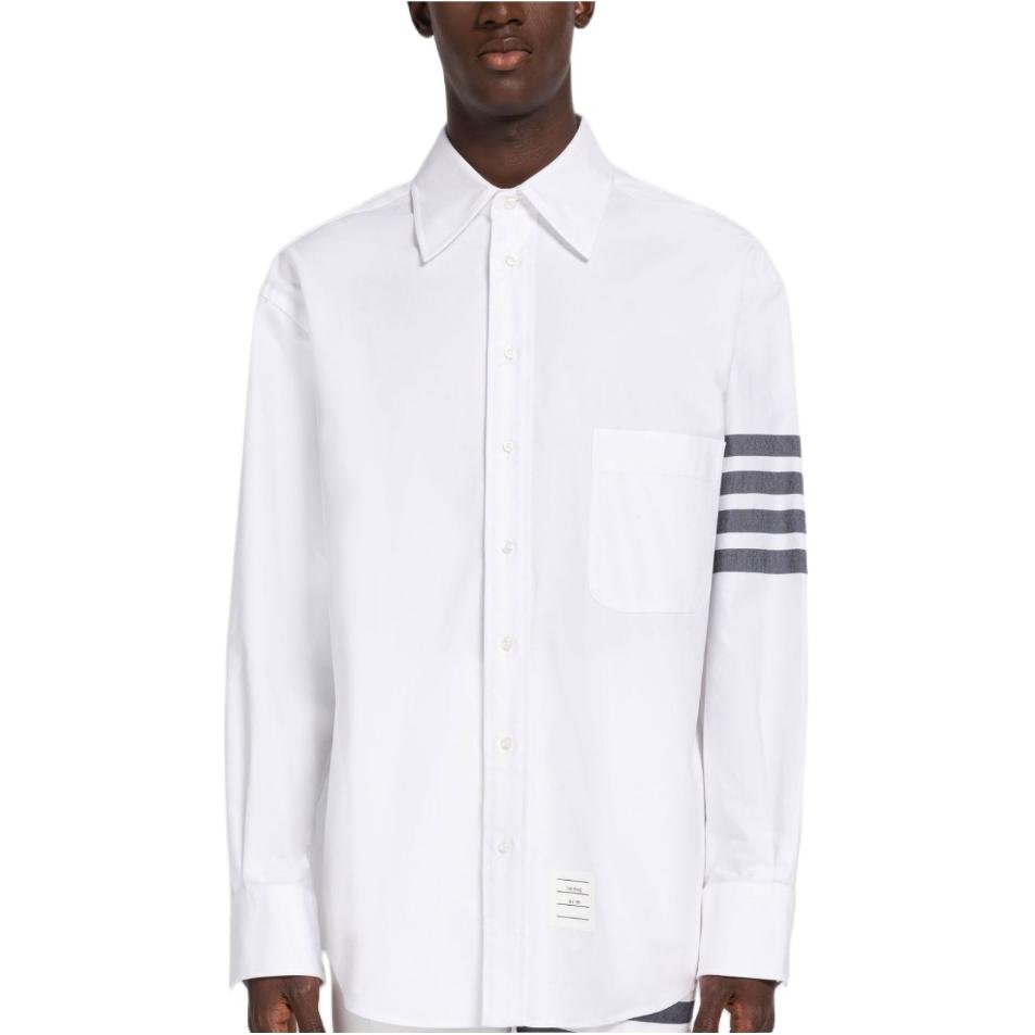 Thom Browne SS23  Classic Four-Stripe White Long-Sleeve Shirt MWL38-1A00245-415
