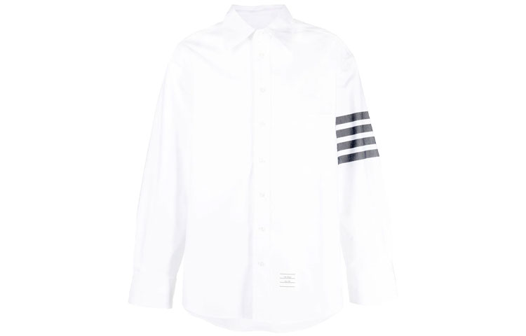 Order Thom Browne SS23 Kemeja Lengan Panjang Putih Four-Stripe Klasik MWL38-1A00245-415