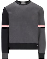 THOM BROWNE SS23 Colorblock Stripe Crewneck Sweater Grey MKA326-FY3007-982 THOM BROWNE SS23 Colorblock Stripe Crewneck Sweater Grey MKA326-FY3007-982