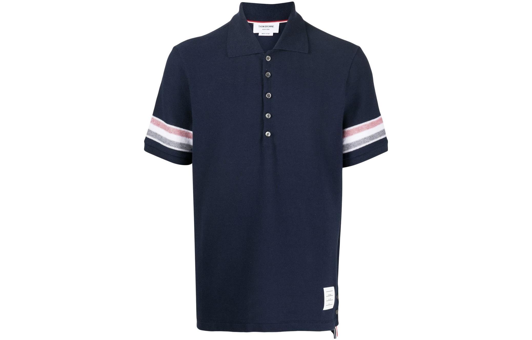 Thom Browne SS23  Colorblock Striped Polo Shirt Blue Summer Edition. MJP169A-J0046-415