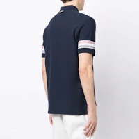 Shop Thom Browne SS23 夏季款 藍色拼接條紋Polo衫 MJP169A-J0046-415